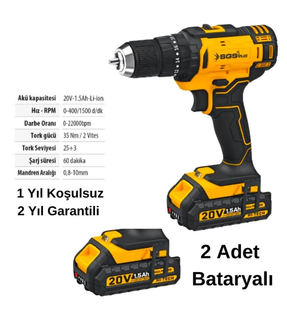 SGS5248 AKÜLÜ VİDALAMA SETİ 20 VOLT (1.5Ah)